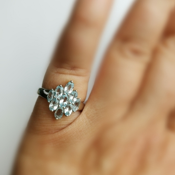 Brazilian Blue Topaz Ring Sterling Silver Size 7.25 ๐ - Picture 11 of 12